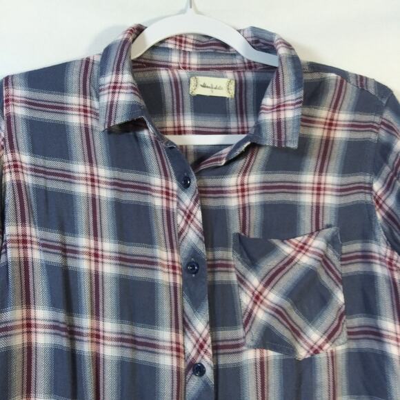Altar'd State Peri Pink Plaid Flannel Top Size Small - Picture 3 of 7